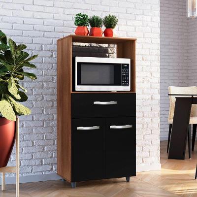 Armário Multiuso Luni 2 Portas 1 Gaveta Cozinha Mb1 Cor Savana Preto Pc