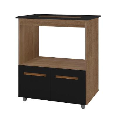 Balcão Cali Para Cooktop 4 Bocas 2 Portas Cozinha Mb1 75cm Cor Savana Preto