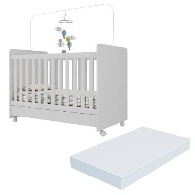 Berço Americano 3 Em 1 Com Colchão Incluso E Rodízios Bambino Multimóveis Mpf3023 Branco