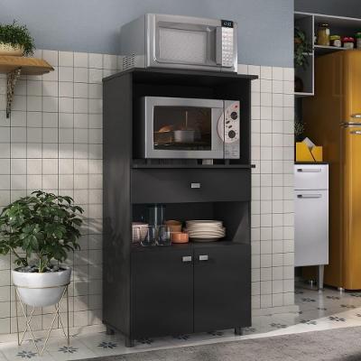 Balcão Multiuso Forno E Micro-ondas 2 Portas 1 Gaveta Multimóveis Mpf4060g Preto