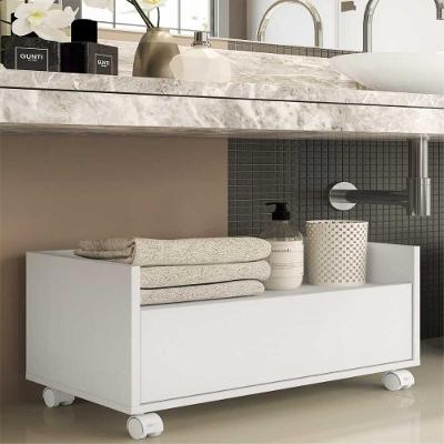 Balcão Gabinete Banheiro Com Rodízios 80cm Multimóveis Mpf2608 Branco