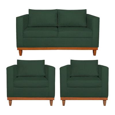 Kit Sofá 2 e 3 Lugares e 2 Poltronas Europa 180cm Conforto e Elegância Linho Verde