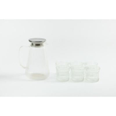 Conjunto De Jarra Com Tampa E 6 Copos Em Vidro La Vittra Sem Cor