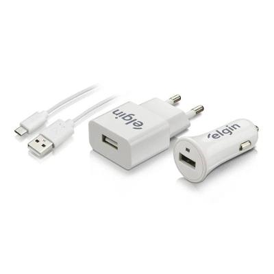 Kit Carregadores Veicular Elgin Usb Com Cabos De 1m