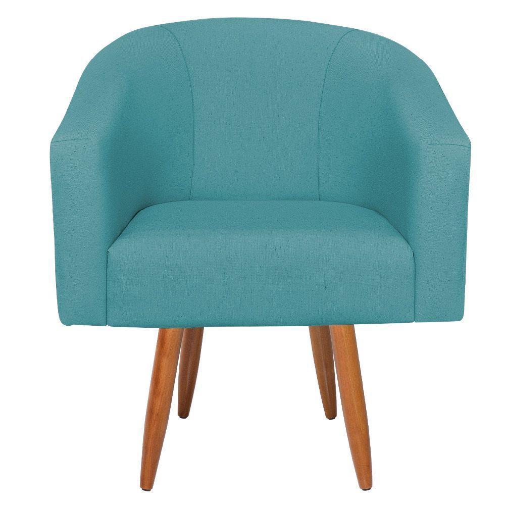 Kit Diva Recamier Heitor 140cm Lado Esquerdo e 02 Poltronas Luiza Suede Azul turquesa - 6