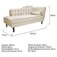 Kit Diva Recamier Diana 185cm Lado Esquerdo e 02 Poltronas Julia Linho Bege - 5