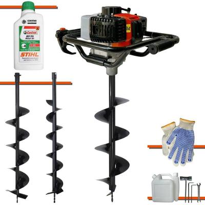 Trado Motorizado + Brocas 80x20 80x25 80x30 + óleo Stihl 2t