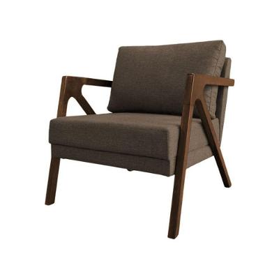 Poltrona Sala De Estar Base Madeira Maciça Monique Mel Marrom Linho