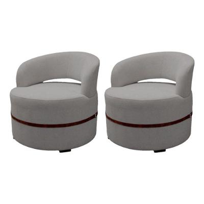 Conjunto 2 Poltronas Decorativa Luana Estofada Sala Em Linho Cinza