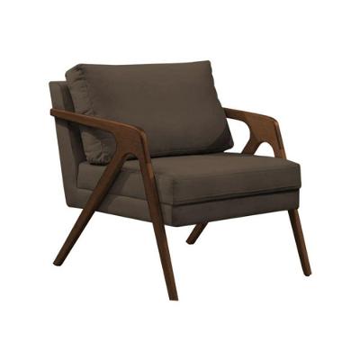 Poltrona Sala De Estar Base Madeira Maciça Monique Mel Marrom Veludo