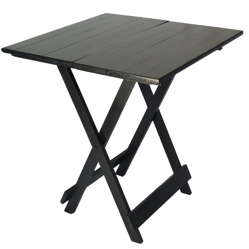 Mesa Dobrável 70x70 Retrátil De Madeira Preto - 1