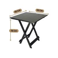 Mesa Dobrável 70x70 Retrátil De Madeira Preto - 3