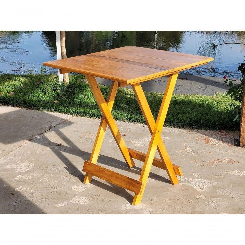Mesa Dobrável 70x70 Retrátil De Madeira Mel - 4