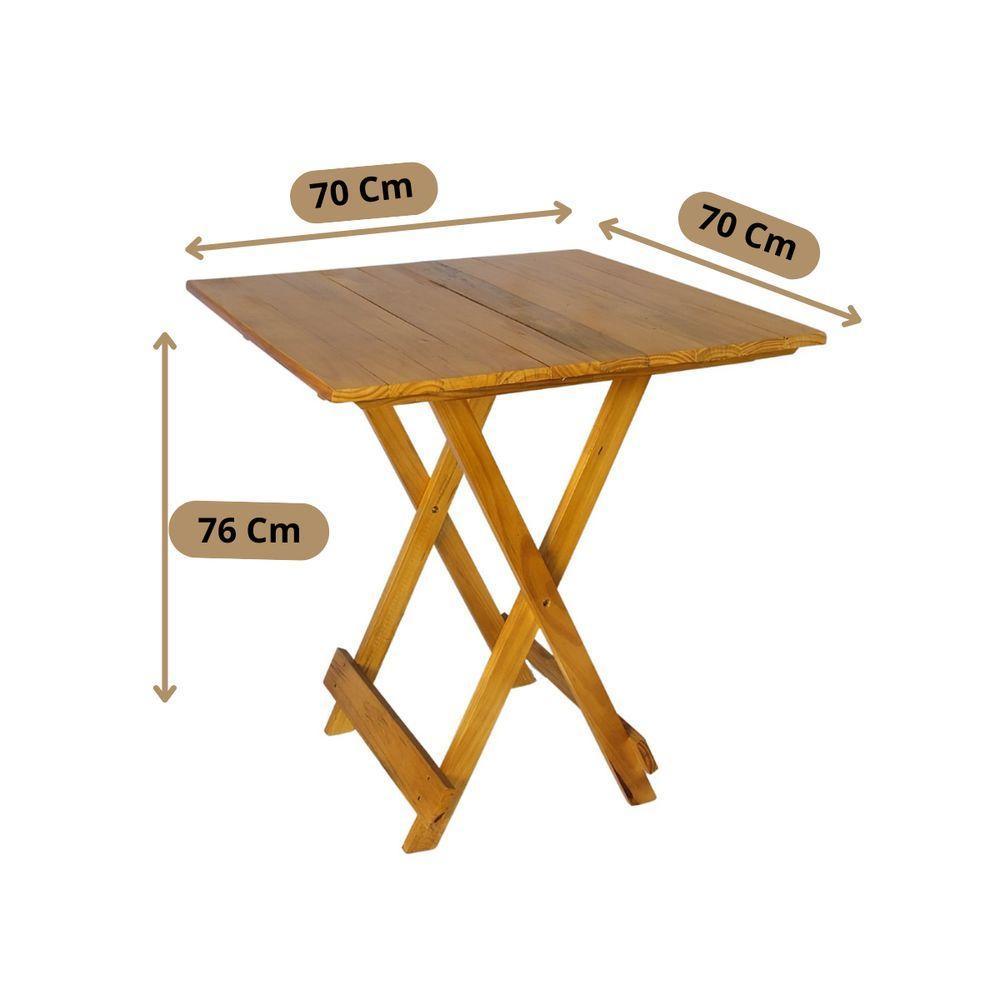 Mesa Dobrável 70x70 Retrátil De Madeira Mel - 5