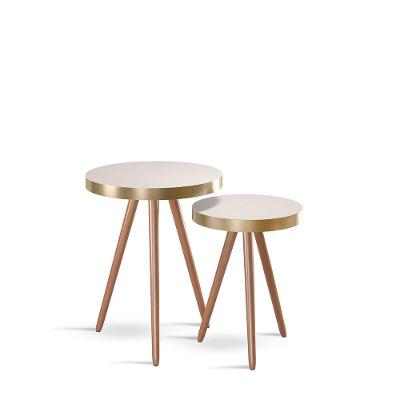 Kit 02 Mesas Malaga - Sxx Multicoisas Off White E Champanhe