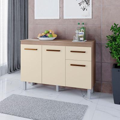 Balcão Zínia 3 Portas 1 Gaveta E Tampo Cozinha Mb1 120cm Cor Savana Off White