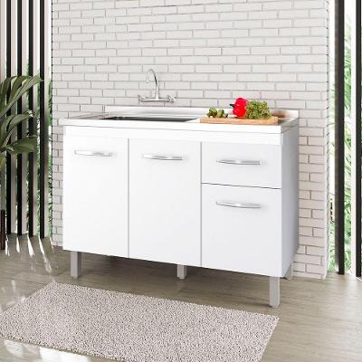 Balcão Lírio 3 Portas 1 Gaveta Cozinha Mb1 120cm Cor Branco Pc