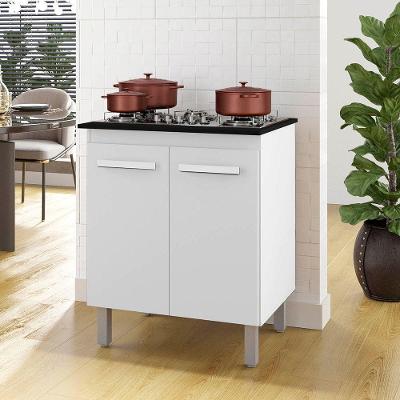 Balcão Vani Para Cooktop 4 Bocas 2 Portas Cozinha Mb1 70cm Cor Branco