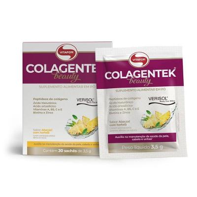 Colagentek Vitafor Beauty 30 Sachês Colágeno Para Pele E Unhas Sabor Abacaxi Com Hortelã