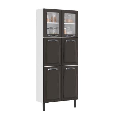 Paneleiro New Premium Grafite 80cm 6 Portas 2 Vidros Em Aço Itatiaia