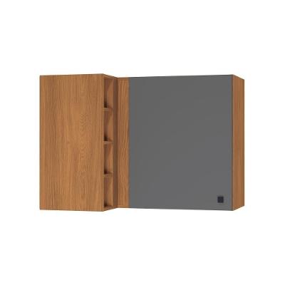 Armário Aéreo De Canto Reto Kappesberg Pixel 1 Porta 4 Nichos Canela Cinza Sagrado 98cm