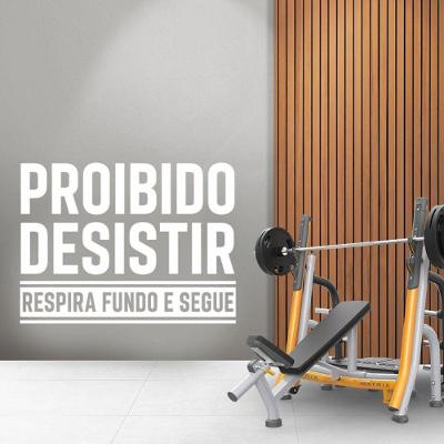 Adesivo De Parede Academia Frase Proibido Desistir (126x95cm) Cor Branco Cor Preto