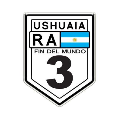 Adesivo Resinado Ushuaia Ra Fin Del Mundo Ruta 3 6,2x8cm Cor Preto