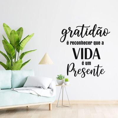Adesivo Parede Gratidão Vida Presente Decorativo 65x70cm Cor Preto