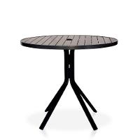 Mesa Para área Externa, Gourmet, Jardim Com Tampo Em Alumínio Ripado - Preto Tampo Tampo Com Furo - 1
