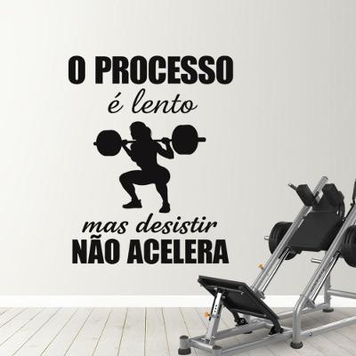 Adesivo Parede Motivacional Processo Lento Academia 75x95cm Cor Preto