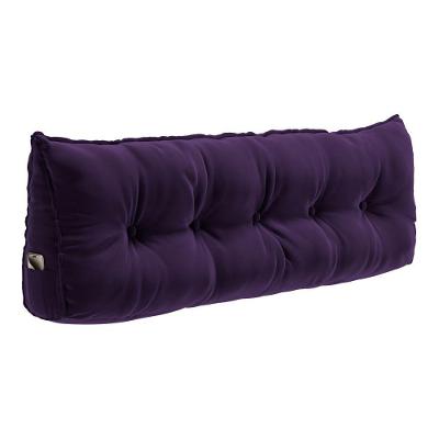 Almofada Para Cabeceira Encosto Apoio Lombar Spot 195cm Com Porta Celular Veludo - Abmaza Cor Violeta Escuro