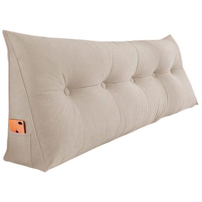 Almofada Para Cabeceira Encosto Apoio Lombar Spot 160cm Com Porta Celular Suede - Abmaza Cor Bege