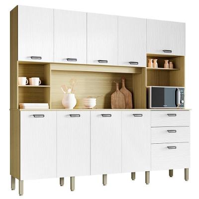 Cozinha Compacta 10 Portas 2 Gavetas 222 Cm Intense Ktp Freijo Supremo