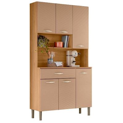 Armario Kit Cozinha 6 Portas 1 Gaveta 91 Cm Apolo Ktp Freijo Vanilla