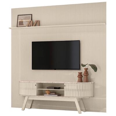 Painel Bancada Tv 75 Polegadas 245x238 Cm Laguna Madetec Calacata Off White