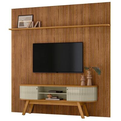 Painel Bancada Tv 75 Polegadas 245x238 Cm Laguna Madetec Cumaru Opala