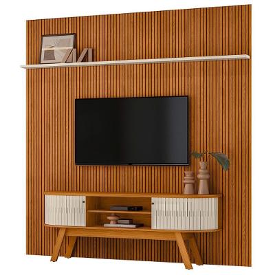 Painel Bancada Tv 75 Polegadas 245x238 Cm Laguna Madetec Cinamomo Off White