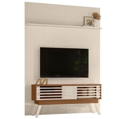 Painel Bancada Tv 65 Polegadas 245x179 Cm Premium Madetec Naturale Off White