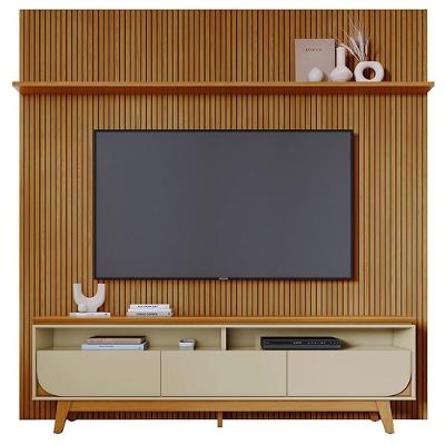 Painel E Bancada Tv 75 Polegadas 245x238 Cm Luna Madetec Cumaru Opala