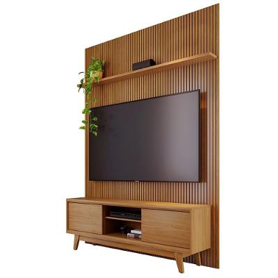 Painel E Bancada Tv 65 Polegadas 245x179 Cm Milo Madetec Cumaru
