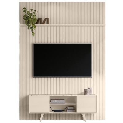 Painel Bancada Tv 65 Polegadas 245x179 Cm Panorama Madetec Calacata Off White