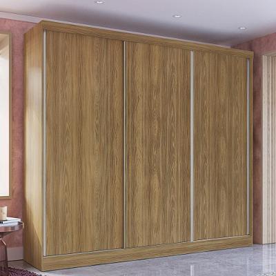 Guarda-roupa Casal 100% Mdf Kappesberg 3 Portas De Correr 8 Gavetas Nogueira