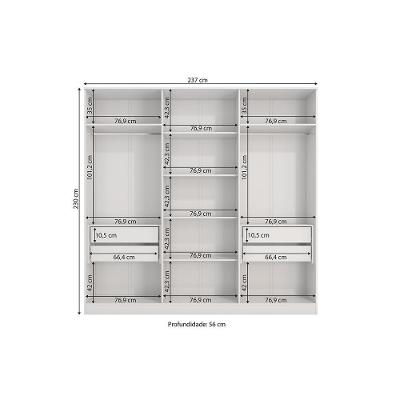 Guarda Roupa Casal Adapt N538 6 Portas de Bater 4 Gavetas Branco Kappesberg