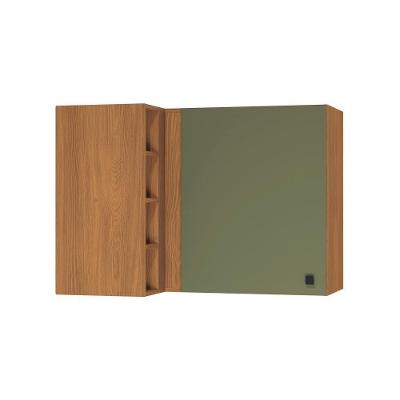 Armário Aéreo De Canto Reto Kappesberg Pixel 1 Porta 4 Nichos Canela Verde Frevo 98cm