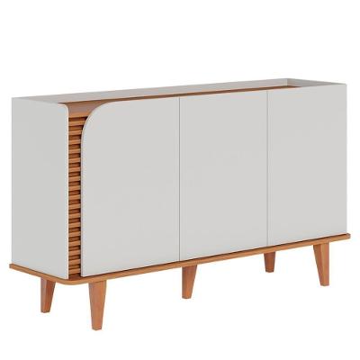 Balcão Aparador Buffet 3 Portas 136 Cm Jurere Colibri Off White Matte Freijo