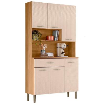 Armario Kit Cozinha 6 Portas 1 Gaveta 91 Cm Apolo Ktp Freijo Soft