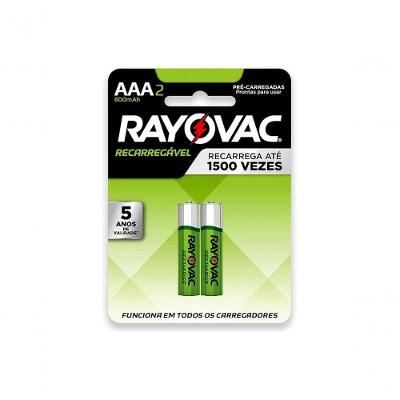 Pilha Recarregável Rayovac Aaa 600mah Com2