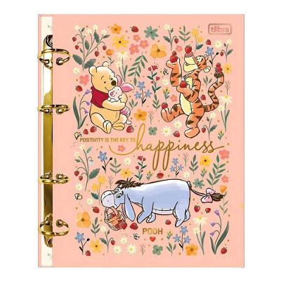 Fichário Caderno Argolado Ursinho Pooh 80 Folhas Rosa - Tilibra
