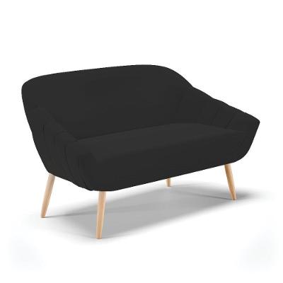 Namoradeira 02 Lugares Veludo Pés Palito Natural Cor Preto