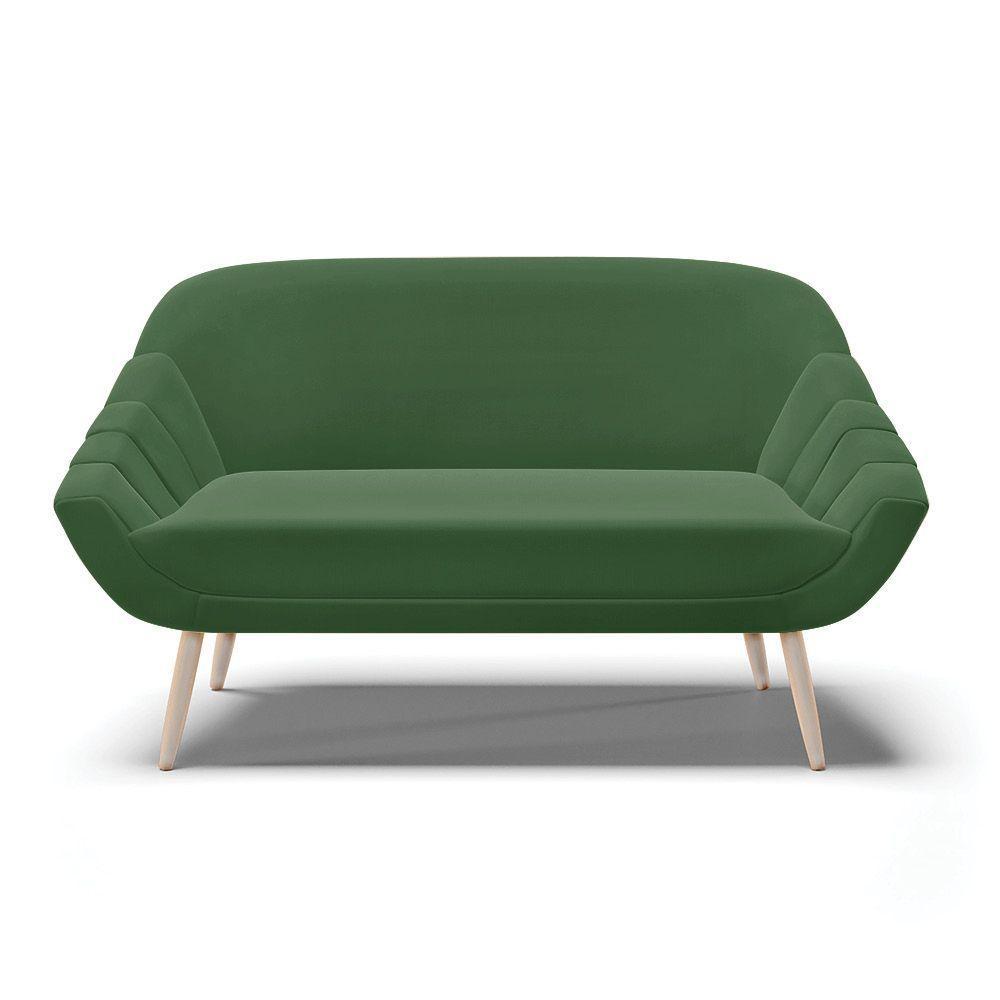 Namoradeira 02 Lugares Suede Verde Pés Palito Natural - 7